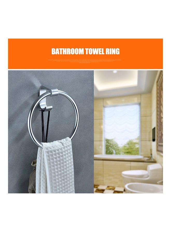 Wall Mounted Ring Shape Towel Holder Silver  - Image 2