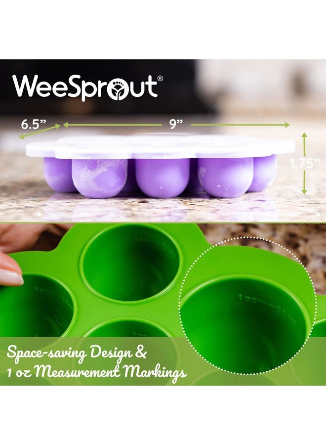 WeeSprout Silicone Freezer Tray with Clip on Lid Perfect Food Storage Container for Homemade Baby Food, Vegetable, Fruit Purees, and Breast Milk (Bright Blue, Ten 1.5 Ounce Sections) - Image 4