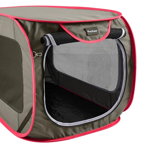 PetEase Large Pop Up Kennel,Collapsible Travel Pet Crate, Indoor and Outdoor Portable Dog Enclosure, Portable Pet Car Seat Kennel (Grey, Large) - Image 3