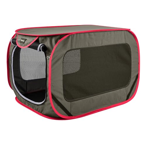 PetEase Large Pop Up Kennel,Collapsible Travel Pet Crate, Indoor and Outdoor Portable Dog Enclosure, Portable Pet Car Seat Kennel (Grey, Large) - Image 2