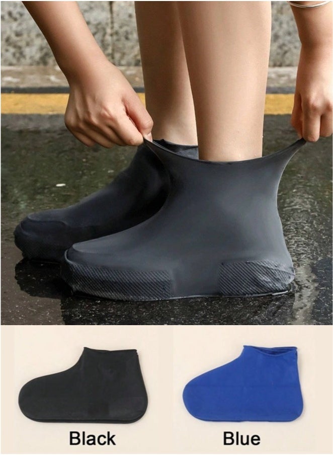 2 Pairs Waterproof Shoe Covers, Non-Slip Water Resistant Overshoes Silicone Rain Shoe Cover Outdoor cycling Protectors apply to Men, Women - Image 1
