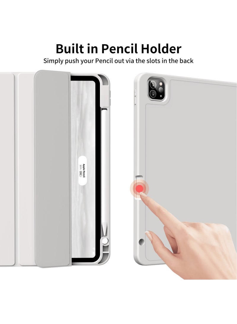 iPad Pro 11 Inch Case (4th/3rd/2nd Gen, 2022/2021/2020) – Soft TPU Back Smart Case with Pencil Holder, Tri-Fold Stand, Wireless Charging, Auto Wake/Sleep (Stone) - Image 2