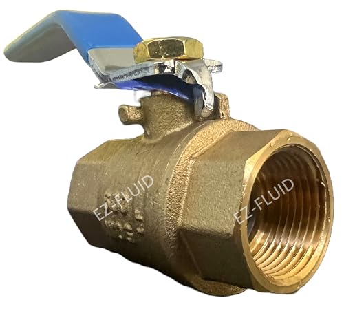 EZ-Fluid 1" Threaded Brass Ball Valve Full Port Female Water Stop Shut Off IPS Valve,Heavy Duty LF,Quarter Turn,Blue Handle (1-Pack) - Image 1