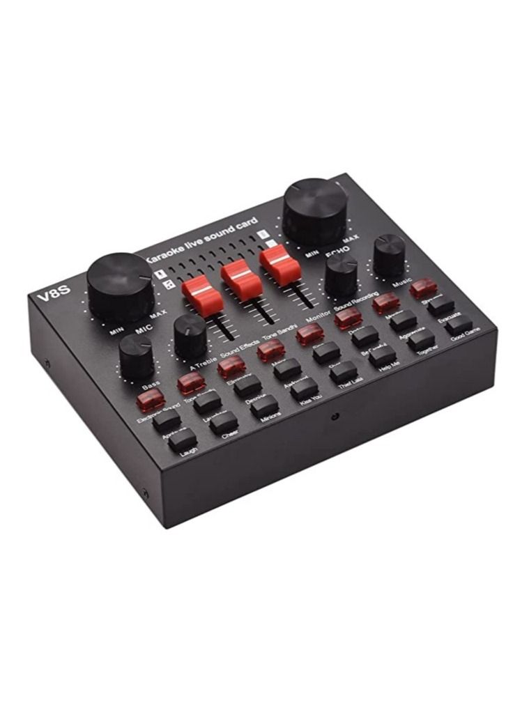 LEDIN V8S External Live Sound Card For Sing,Live Music with 16 Funny Effects BT Connection for Smartphone Laptop PC  - Image 1