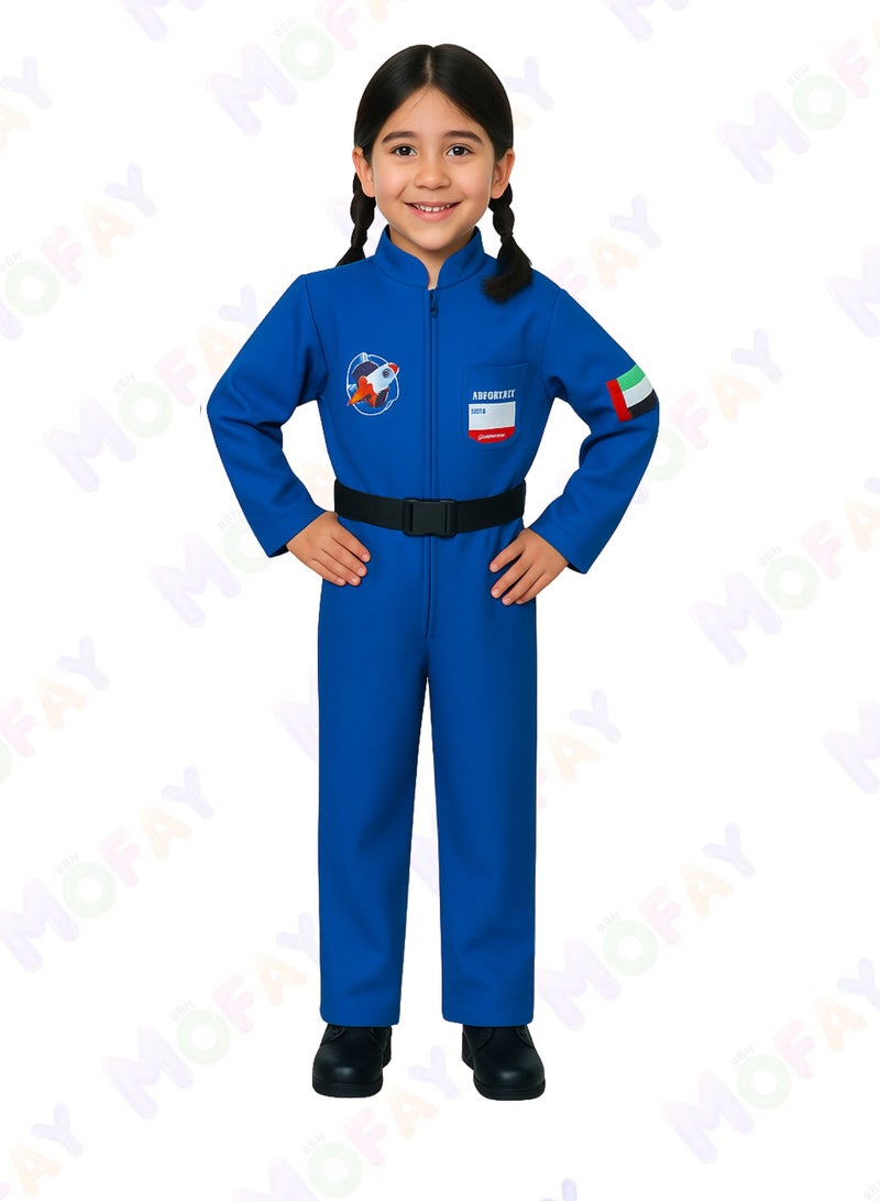 Astronaut Costume for Kids – Unisex Blue Space Suit with UAE Badge - Image 3