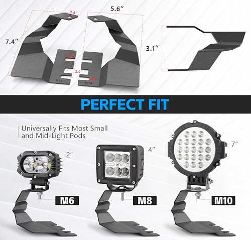 YZONA A-Pillar Hood Hinges Ditch Light Bracket Compatible with 2022 Toyota Tundra, Lighting Mount Brackets for Auxiliary Off Road LED Work Pod Light (2PCS, Black) - Image 3