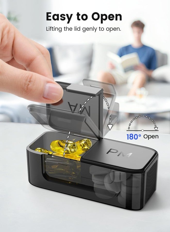 Ideerfit 7 Day Weekly Pill Organizer, Metal Travel Pill Case, Large Capacity Daily Cute Pill Box for Supplements, Pills, Vitamins and Medication(Black) - Image 5