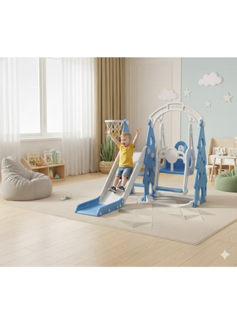 FULL JOY Children's Slide and Swing Set with Basketball Hoop 3*1 ,Indoor and outdoor playground set for toddlers, climbing play set for kids - Image 2