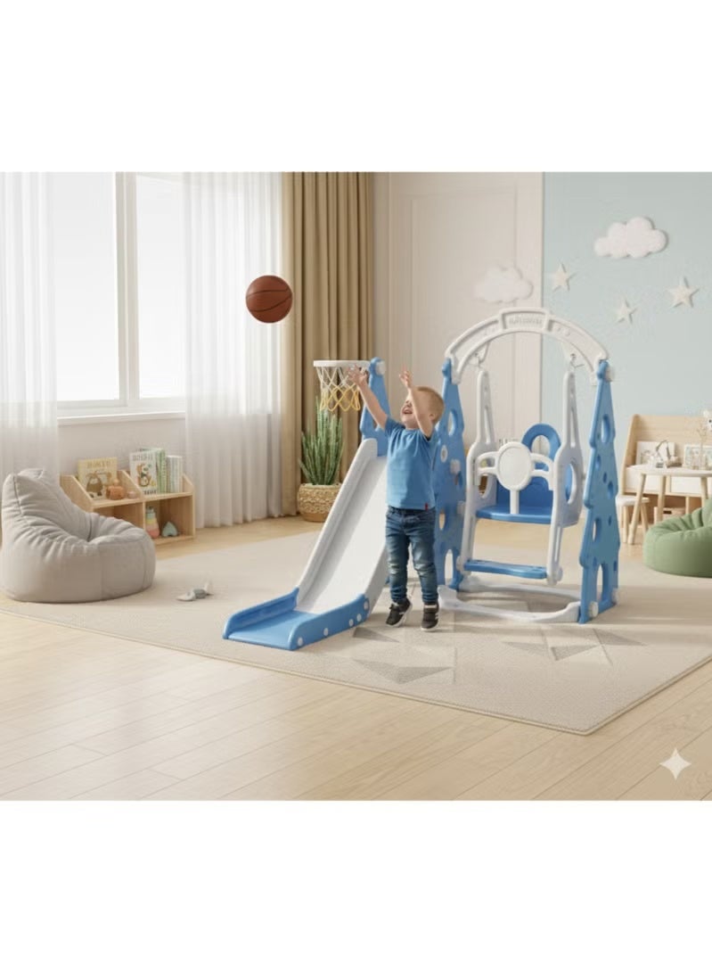 FULL JOY Children's Slide and Swing Set with Basketball Hoop 3*1 ,Indoor and outdoor playground set for toddlers, climbing play set for kids - Image 4