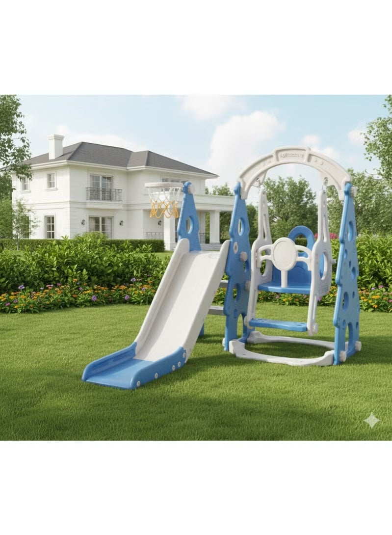 FULL JOY Children's Slide and Swing Set with Basketball Hoop 3*1 ,Indoor and outdoor playground set for toddlers, climbing play set for kids - Image 5