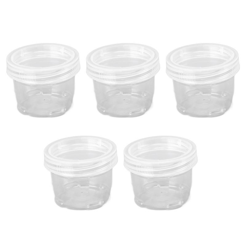 5PCS Portable Sauce Bottle Salad Dressing Container Reusable Plastic Small Condiment Cups Set with Lids and Storage Bag for Travel Camping Fishing White - Image 2