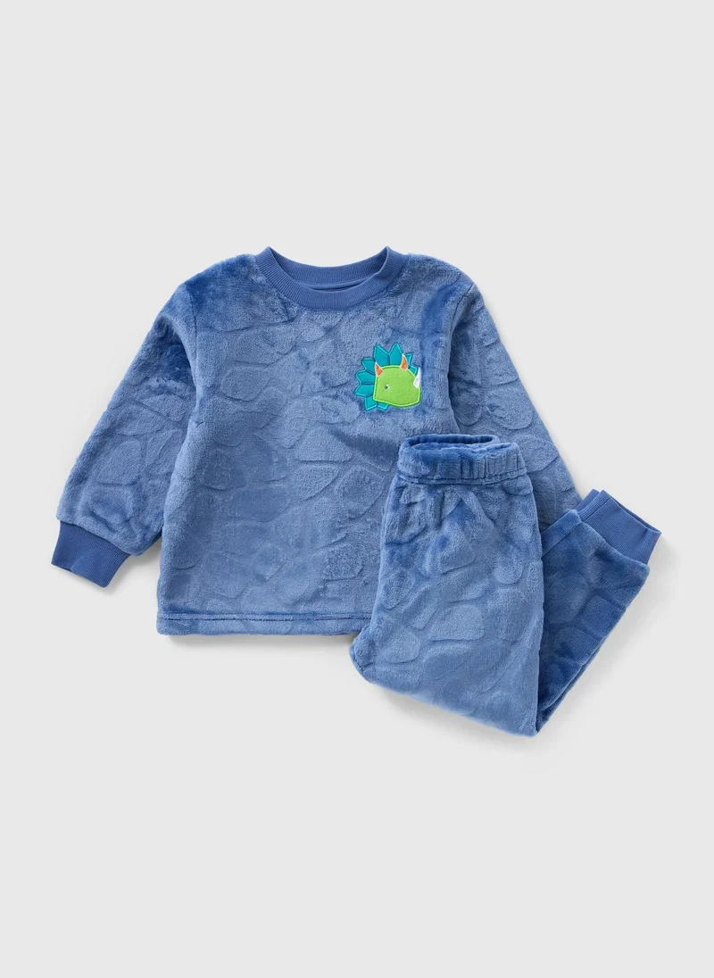 Matalan Boys Blue Dino Fleece Pyjama Set