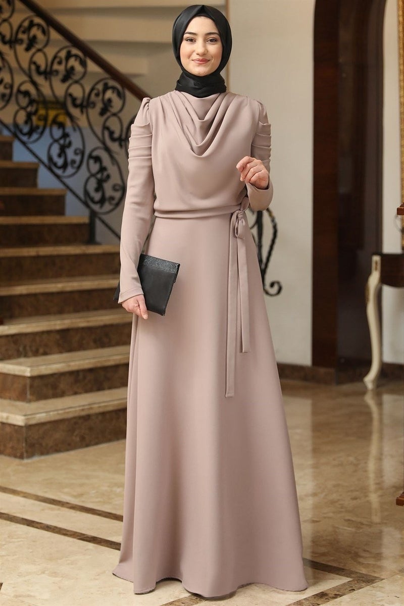 Esilanur Kardelen Hijab Dress Mink  - Image 1