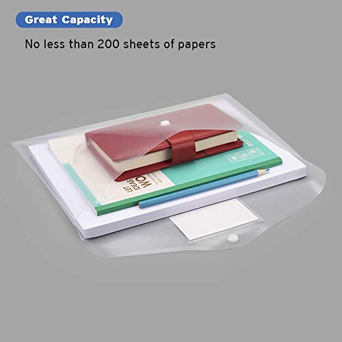 GreatDio® A4 Multicolor Document File Bag, Transparent Envelope Holder Storage Case, Snap Button Organizer, Clear Plastic Container for Papers, Stationery - 15 Pack - Image 5