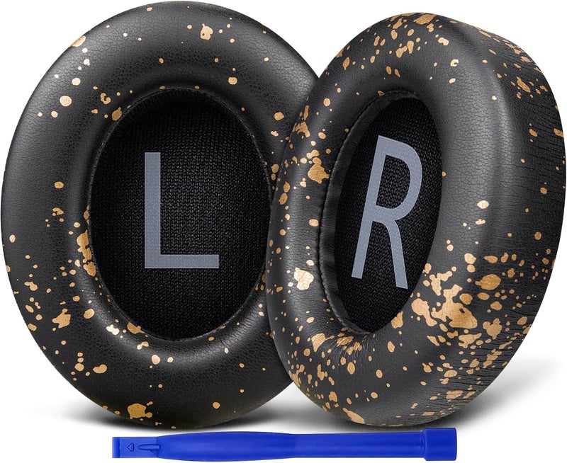 SoloWIT Protein Leather Replacement Earpads for Bose 700 (NC700) Wireless Headphones, Ear Pads Cushions with Softer Protein Leather, High-Density Noise Cancelling Foam, Added Thickness - Black Gold - Image 1