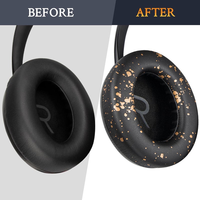 SoloWIT Protein Leather Replacement Earpads for Bose 700 (NC700) Wireless Headphones, Ear Pads Cushions with Softer Protein Leather, High-Density Noise Cancelling Foam, Added Thickness - Black Gold - Image 5