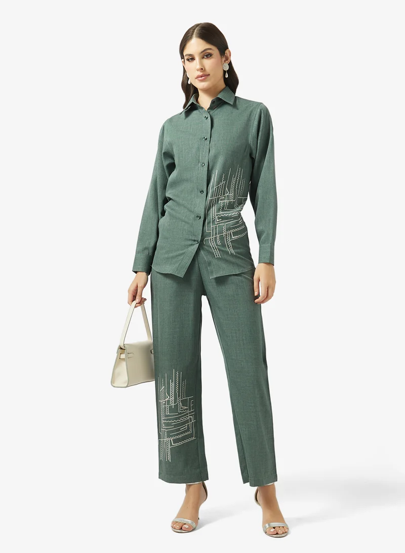 hayas closet  Printed blouse and pants set for Women | Best Price UAE