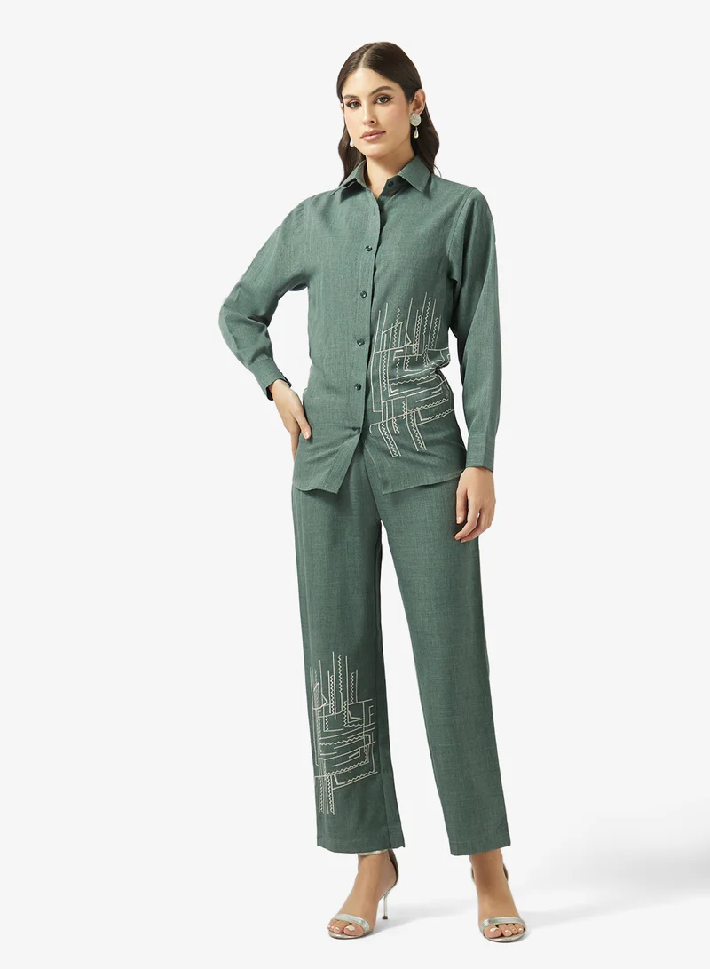 Printed blouse and pants set