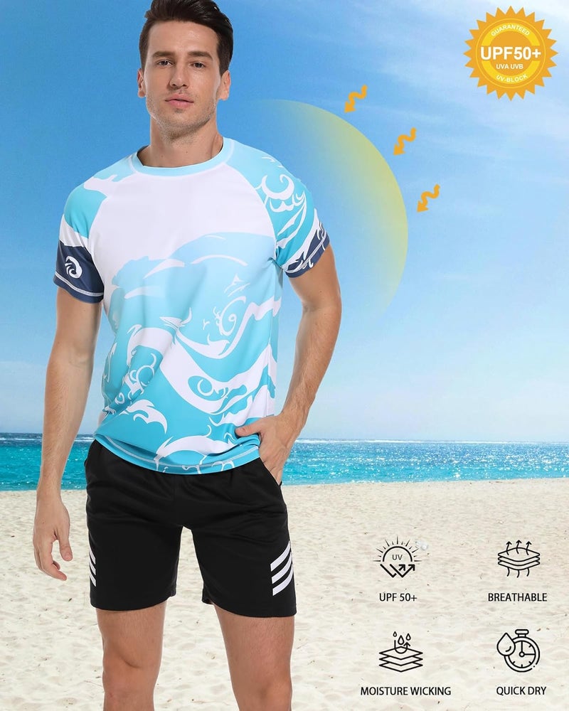 VAYAGER Men's Swim Shirts Rash Guard UPF 50+ T Shirts Quick Dry Loose Fit Water Surfing Shirt - Image 3