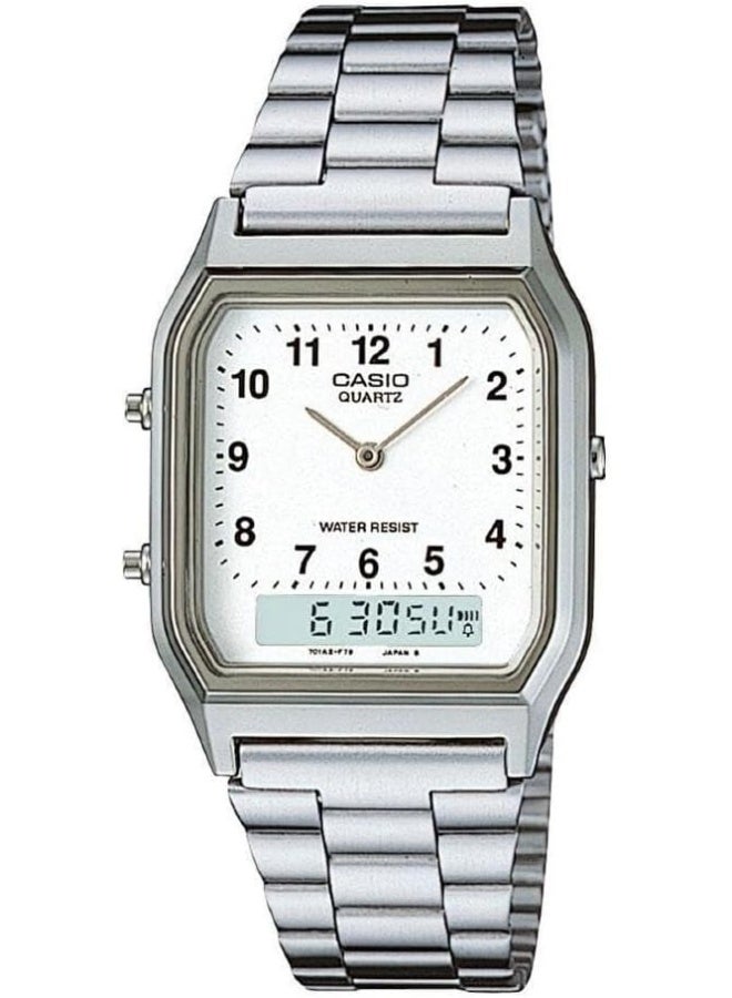 Casio Men's Watch - AQ-230A-7BMQ White & Silver - Image 1