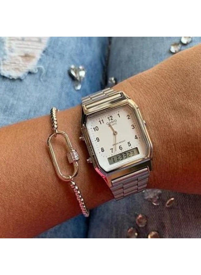 Casio Men's Watch - AQ-230A-7BMQ White & Silver - Image 2