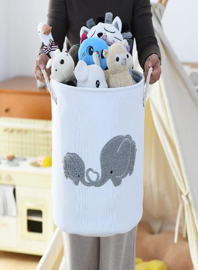 INough Large Kids Hampers for Laundry Elephant Laundry Hamper Kids Canvas Hampers for Laundry for Girls, Laundry Basket, Toddler Laundry Hamper Kids for Baby Room, Livingroom, Kidsroom, Play Room - Image 2