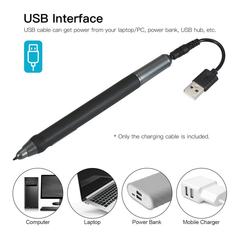 كابل شحن القلم بطول 12 سم، شاحن USB متوافق مع أقلام BOSTO وUGEE وHuion وWacom القابلة لإعادة الشحن - سلك شحن لوح الرسم الجرافيكي للابتوب والكمبيوتر وبنك الطاقة - Image 2