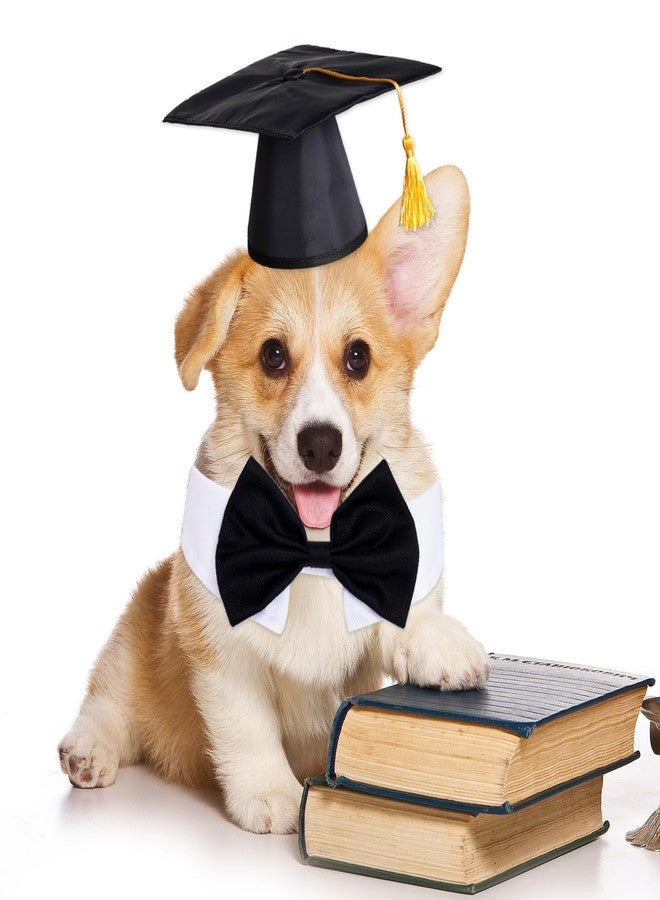 SUMERSHA Pet Graduation Cap with Bowtie Dog Graduation Hat with Yellow Tassel Pet Graduation Costume Accessory for Dogs Cats Party Outfit (Hat+ Bow Tie) - Image 5