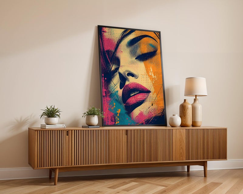 TNESSENTIAL Abstract Face Poster, Pop Art Portrait Print, Modern Wall Art, Colorful Female Face, Halftone Style, Contemporary Decor - Image 3