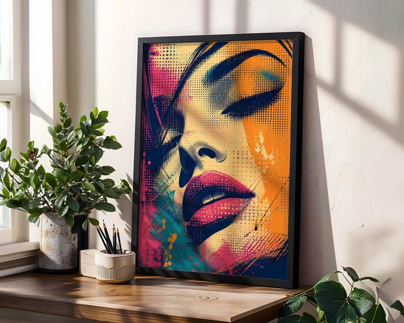 TNESSENTIAL Abstract Face Poster, Pop Art Portrait Print, Modern Wall Art, Colorful Female Face, Halftone Style, Contemporary Decor - Image 2