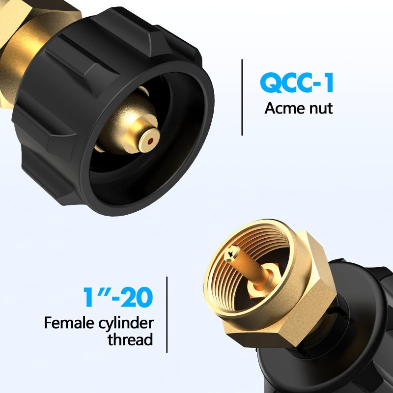 Gogoonike Propane Refill Adapter for 1 lb. Tanks, Propane Adapter Fill 1lb from 20lb, LP Gas Cylinder Tank Coupler Fits QCC1 / Type1 Propane Tank and 1 lb Throwaway Disposable Cylinder (Black) - Image 3