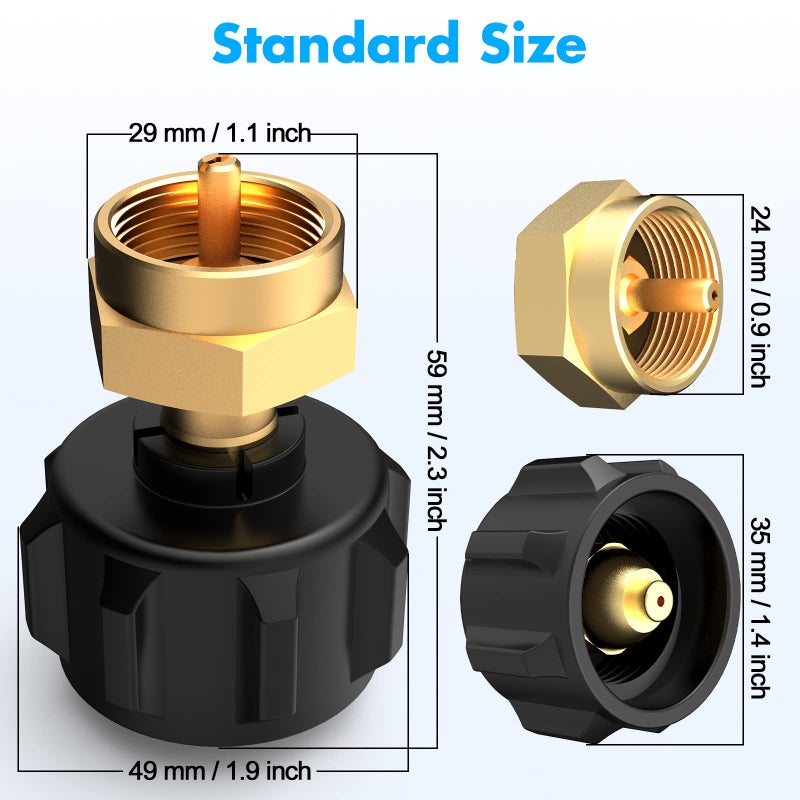 Gogoonike Propane Refill Adapter for 1 lb. Tanks, Propane Adapter Fill 1lb from 20lb, LP Gas Cylinder Tank Coupler Fits QCC1 / Type1 Propane Tank and 1 lb Throwaway Disposable Cylinder (Black) - Image 5