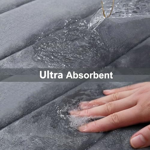 Buganda Memory Foam Bath Mat, 24" x 16", Ultra Soft and Non-Slip Bathroom Rugs, Water Absorbent and Machine Washable Bath Rug for Bathroom, Shower, and Tub, Dark Grey - Image 4