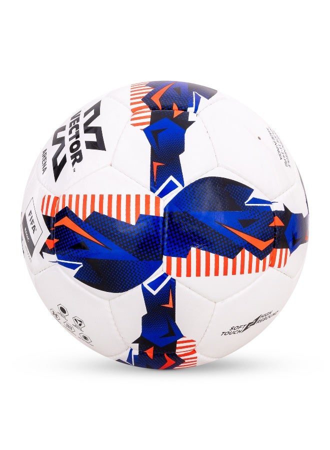 Vector X Arena Football Soft Shiny PU Hand Stitched FIFA Basic Approved Football With Latex Bladder White Blue - Size 5 - Image 3