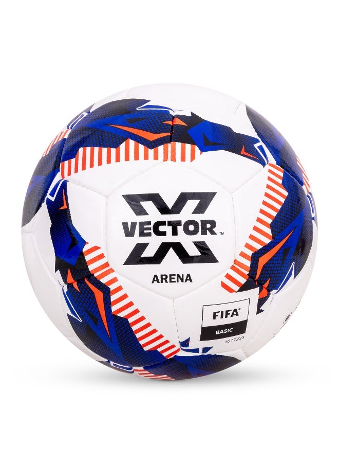 Vector X Arena Football Soft Shiny PU Hand Stitched FIFA Basic Approved Football With Latex Bladder White Blue - Size 5 - Image 1
