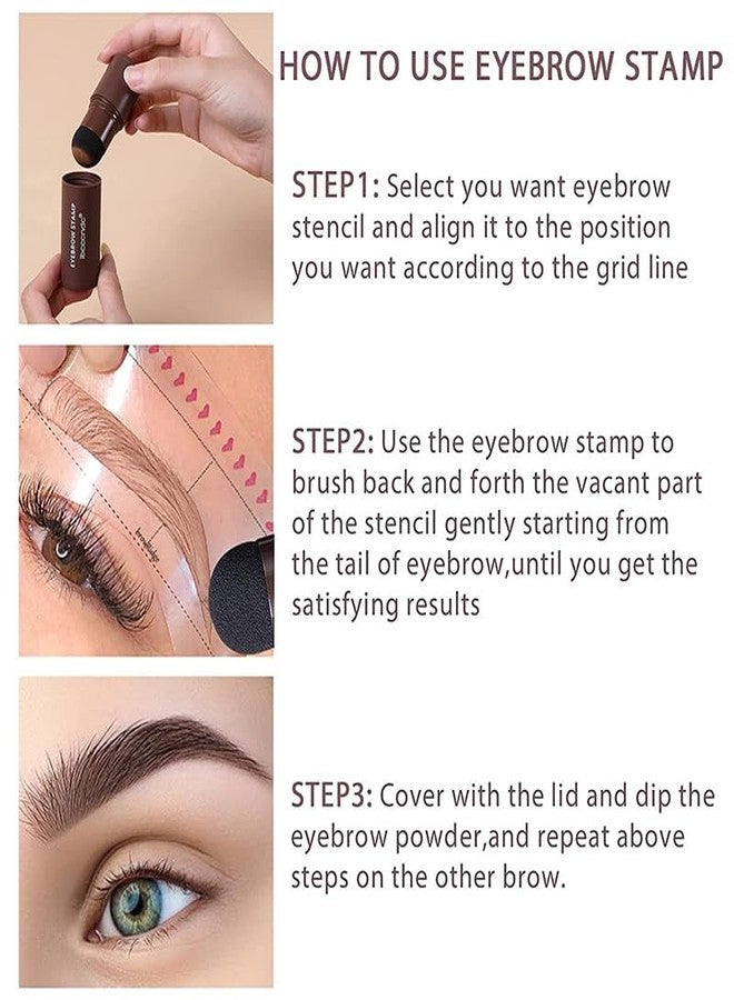 Nilzone Eyebrow Stamp Shaping Kit - Eyebrow Powder Stamp Makeup with 3 Reusable Eyebrow Stencils hicker and Fuller Brows Eyebrow Pen Brushes,Waterproof Long Lasting Buildable Eyebrow Makeup - Image 5
