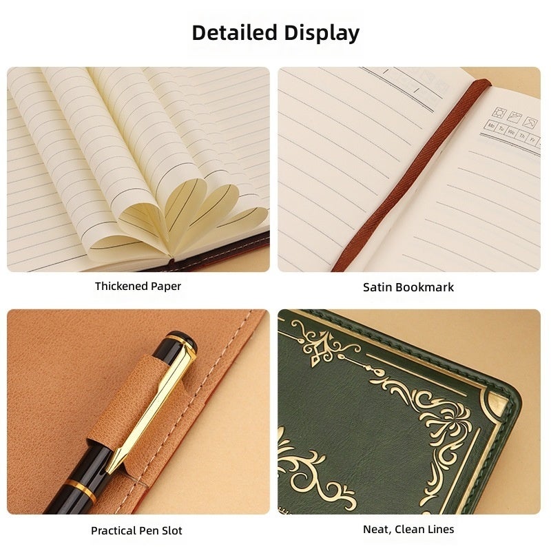 دفتر ملاحظات حصري بتصميم ريترو مقاس A5 مع قفل - يوميات إبداعية، تقويم للطلاب، قابل للتخصيص - Image 5