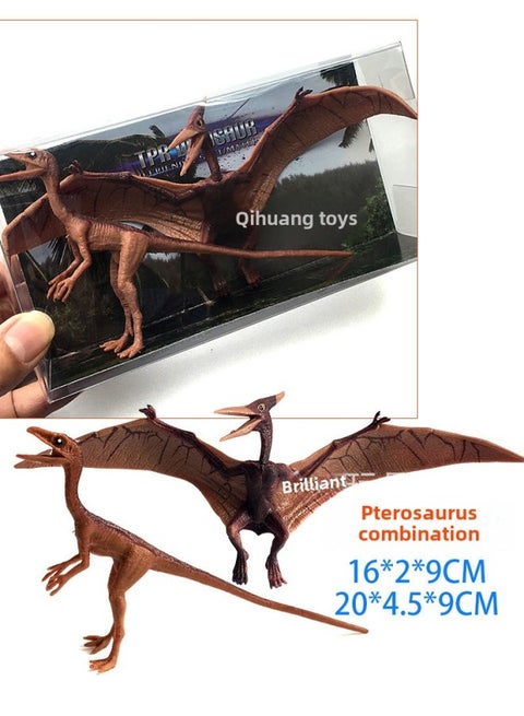 Solid Soft Glue Dinosaur Toy Simulation Dinosaur Model Animal Toy Mini-Color:Pterosaur + Xiu Elong [medium And Small]]
