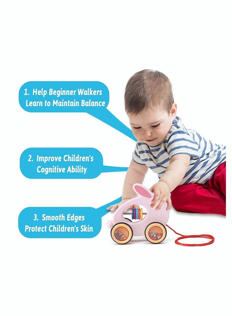 Y&D Children Drag Rabbit Toy Car, SYOSI Pull Along Bunny for Toddlers 1 to 3 Years Old, Baby Girls 12 Months and Up, 6.5 x 3.2 6.1 Inches - Image 5