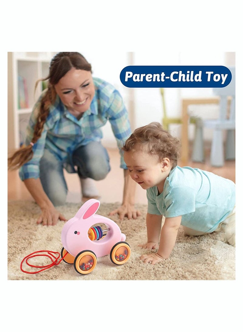 Y&D Children Drag Rabbit Toy Car, SYOSI Pull Along Bunny for Toddlers 1 to 3 Years Old, Baby Girls 12 Months and Up, 6.5 x 3.2 6.1 Inches - Image 3