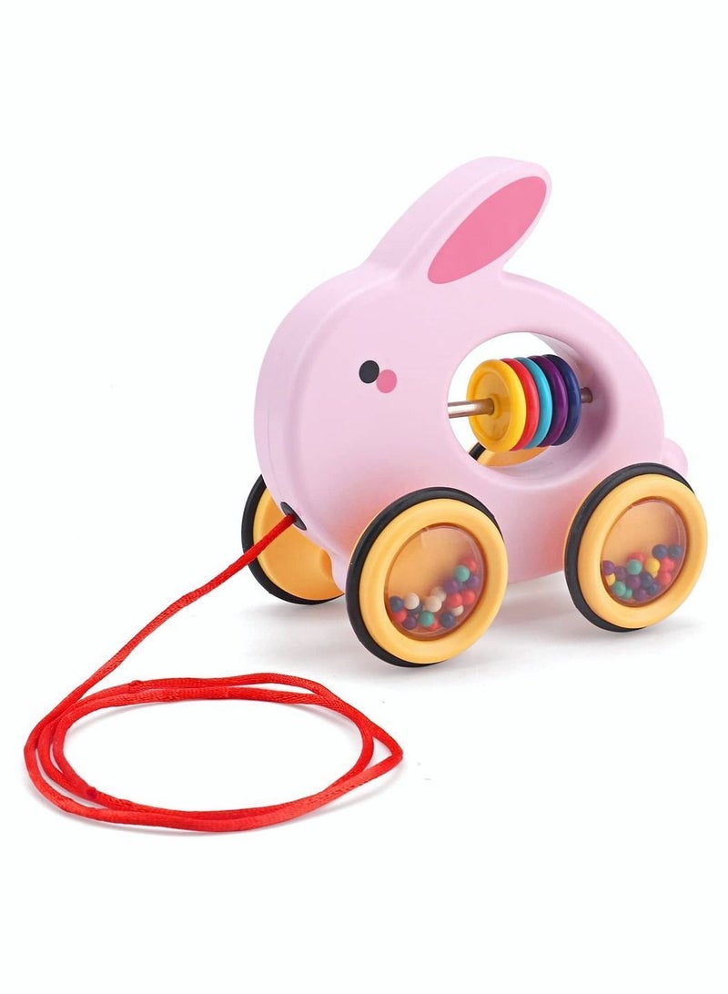 Y&D Children Drag Rabbit Toy Car, SYOSI Pull Along Bunny for Toddlers 1 to 3 Years Old, Baby Girls 12 Months and Up, 6.5 x 3.2 6.1 Inches - Image 1