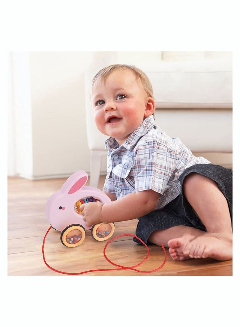 Y&D Children Drag Rabbit Toy Car, SYOSI Pull Along Bunny for Toddlers 1 to 3 Years Old, Baby Girls 12 Months and Up, 6.5 x 3.2 6.1 Inches - Image 2