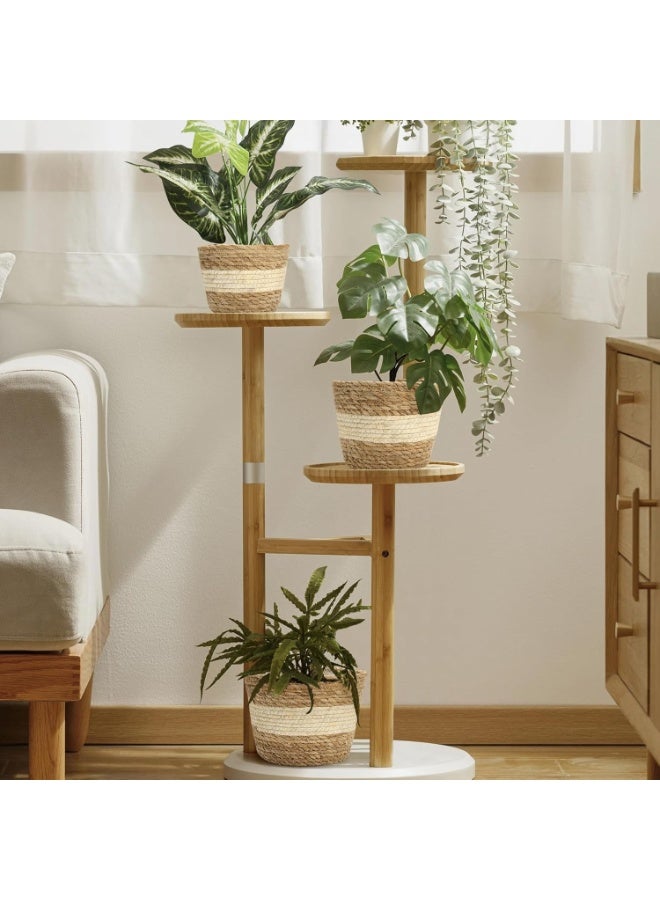 بيت إيزي سلة نباتات، 3 قطع من سلال النباتات الداخلية مع بطانة بلاستيكية، سلة زهور منسوجة من نبات الياسنت المائي وساق الذرة، سلة زراعة للمنزل الريفي، ديكور أصيص أرضي - Image 3