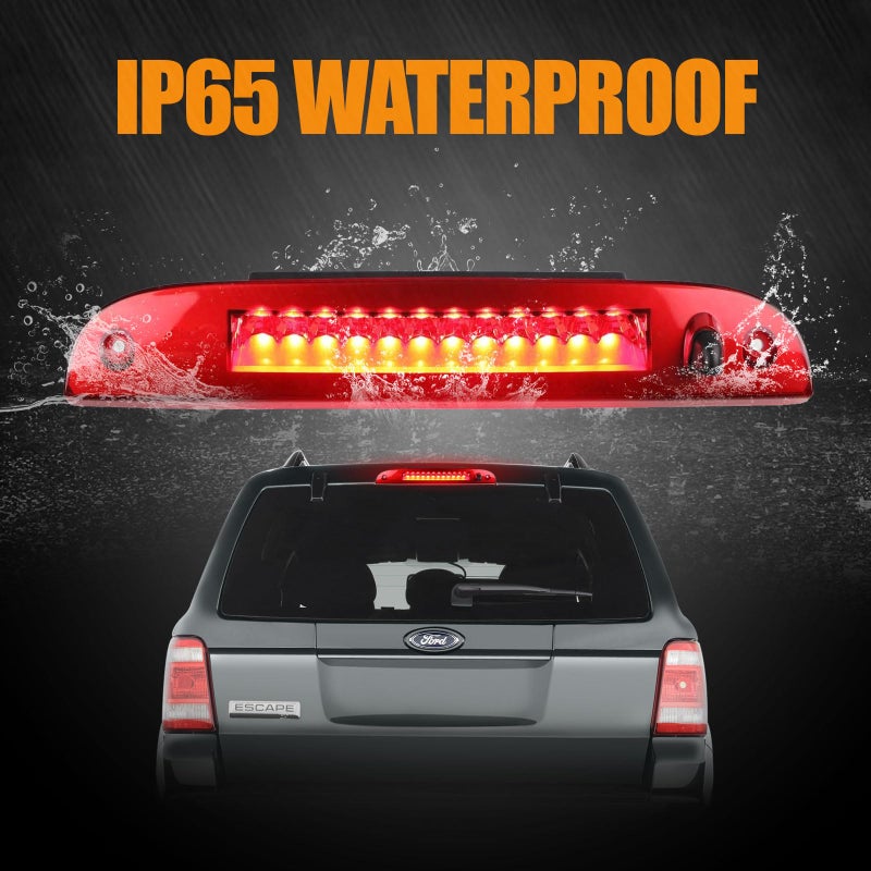 Cxdar مصباح الفرامل الثالث Cxdar LED لـ 2002-2010 Ford Explorer مجموعة مصابيح الفرامل الخلفية عالية التركيب لـ 2008-2012 Ford Escape المقاوم للماء في الكابينة المركزية (أحمر) - Image 5