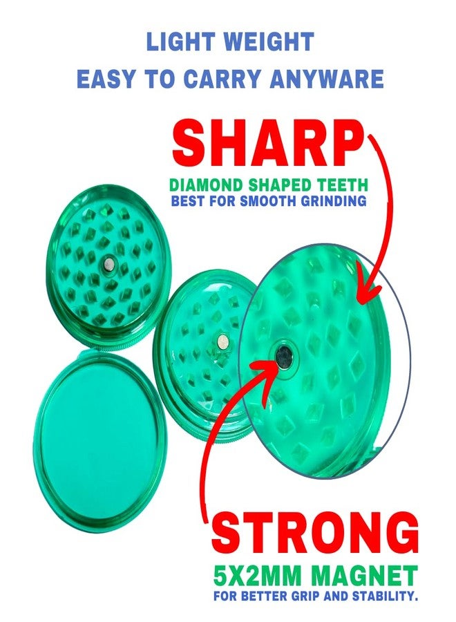OutonTrip Acrylic Assorted Color Crusher/Herb Grinder - Pack of 2 | Durable & Lightweight | Sharp Teeth for Efficient Grinding - Image 2