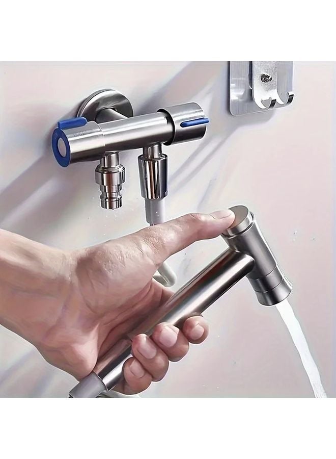 Stainless Steel Dual Control Angle Valve Silvery Brushed Chrome Wall Mounted - Image 3