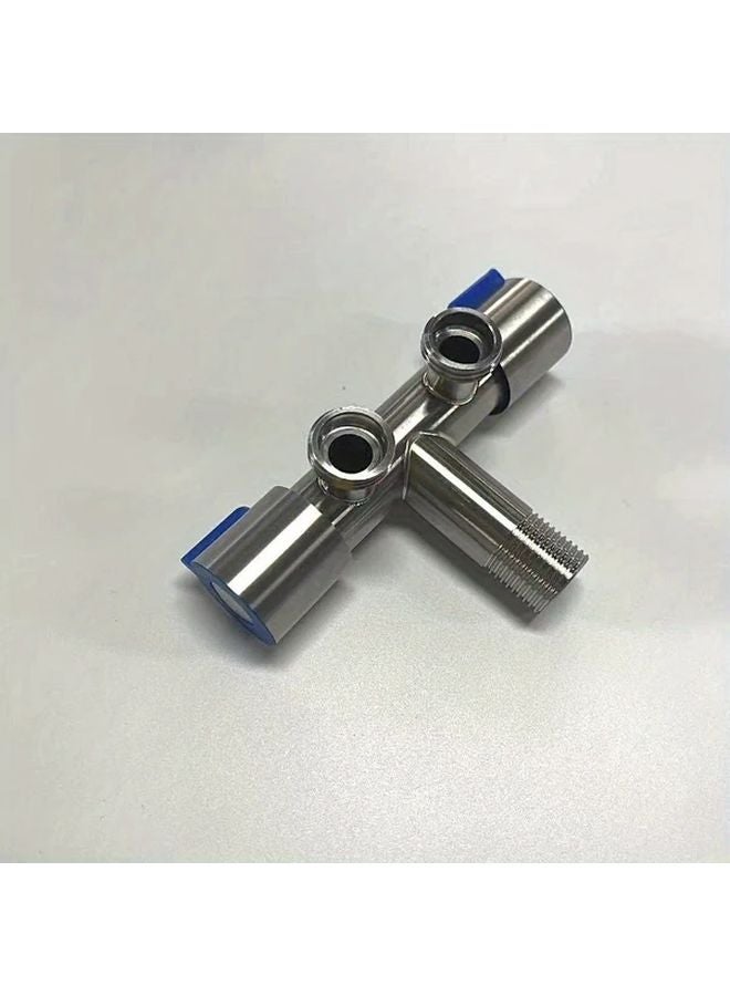 Stainless Steel Dual Control Angle Valve Silvery Brushed Chrome Wall Mounted - Image 5