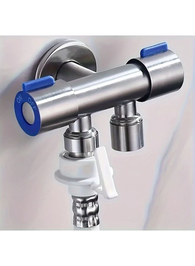 Stainless Steel Dual Control Angle Valve Silvery Brushed Chrome Wall Mounted - Image 2