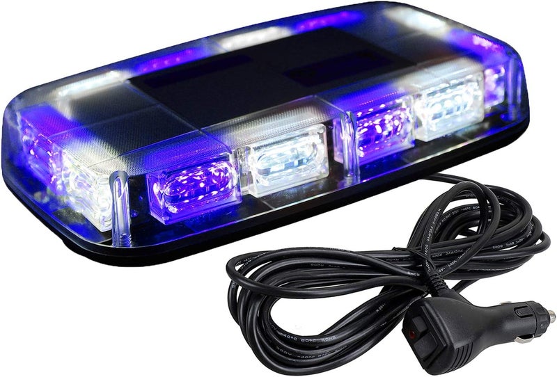 ASPL 48LED Roof Top Strobe Lights, High Visibility Emergency Safety Warning LED Mini Strobe Light bar with Magnetic Base for 12-24V Snow Plow, Trucks, Construction Vehicles (Blue/White) - Image 1