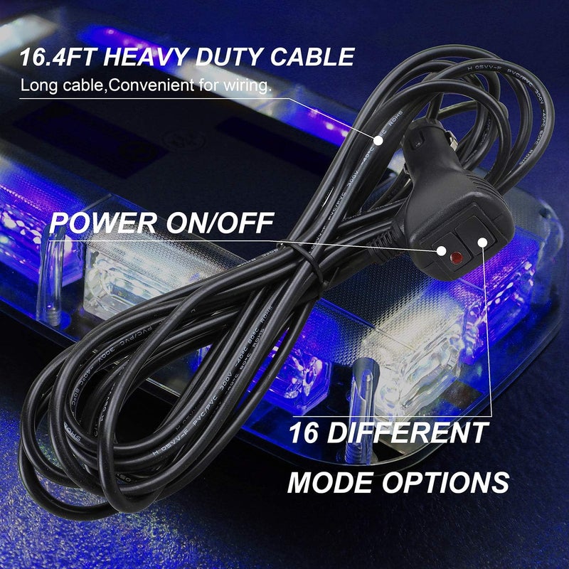 ASPL 48LED Roof Top Strobe Lights, High Visibility Emergency Safety Warning LED Mini Strobe Light bar with Magnetic Base for 12-24V Snow Plow, Trucks, Construction Vehicles (Blue/White) - Image 5